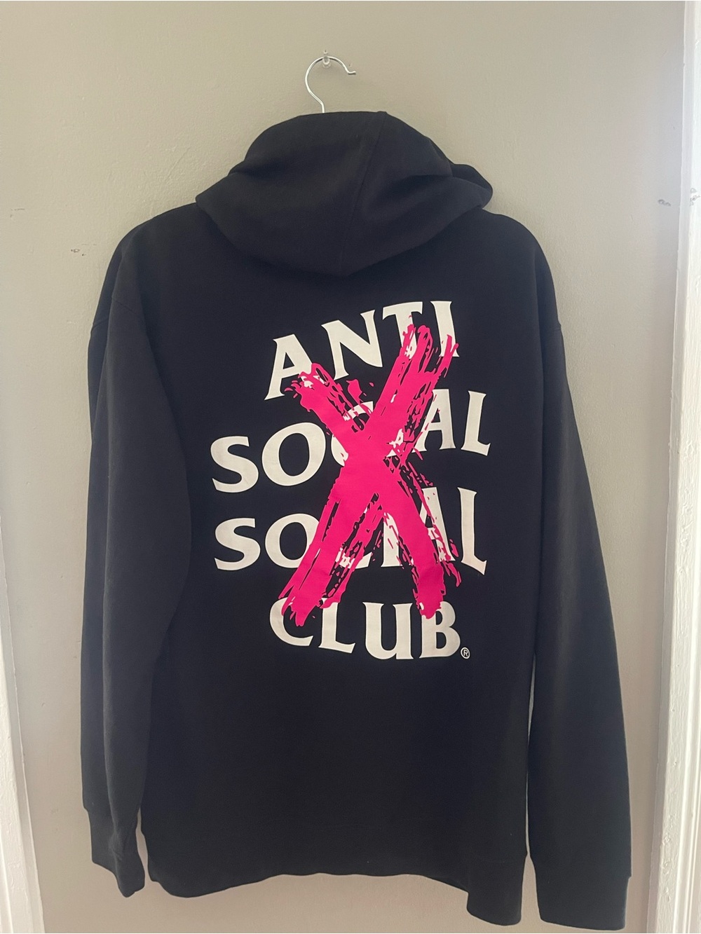 Anti Social Social Club Black Zip-Up Sweatshirt with Pink Brush X